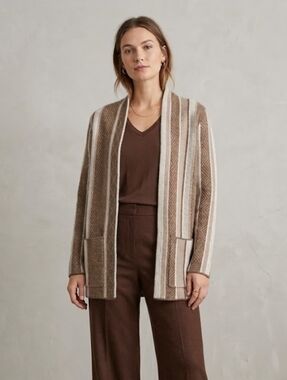 D & Co. - NWOT Striped Jacquard Open Cardigan